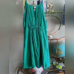 Whish cotton silk emerald green summer dress